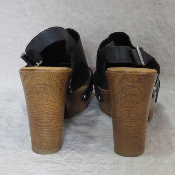 KORKS Kristian Leather Platform Slingback Sandal SIZE 8 Black - Picture 6 of 11